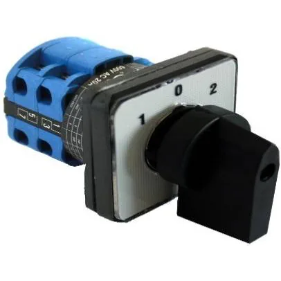 1-0-2 20A 2Pole Rotary Change Over Switch 48x48mm Plate Size