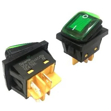 30A ON-OFF 4Pin Green Rocker Switch